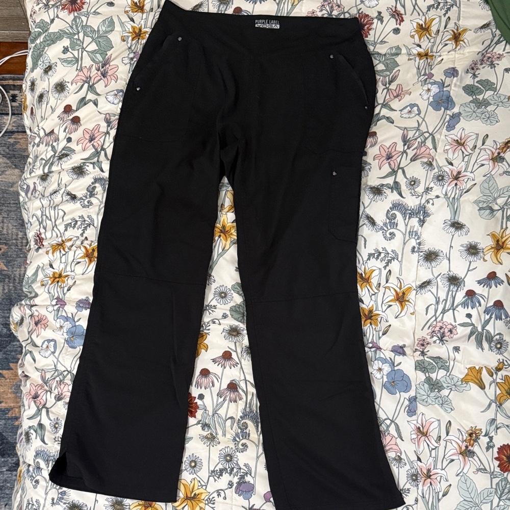 Healing Hands Black straight -Leg scrub Pants